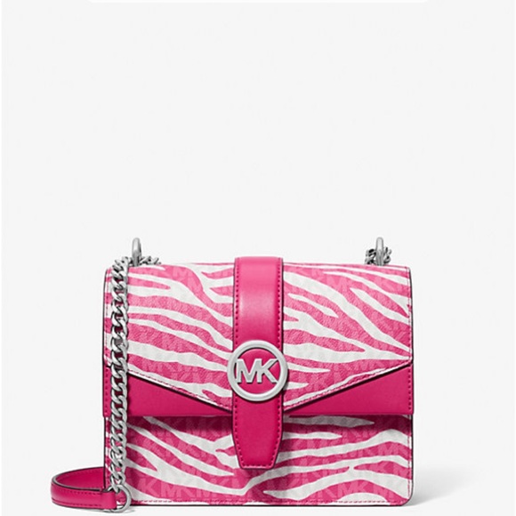 NWT Michael Kors Pink and White Crossbody Bag with Zebra Print - Picture 1 of 4
